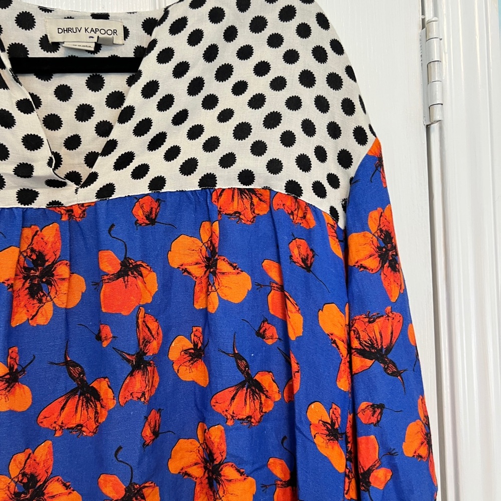 Anthropologie Dhruv Kapoor Mini Dress Blue Black Orange Made in India - Picture 6 of 12